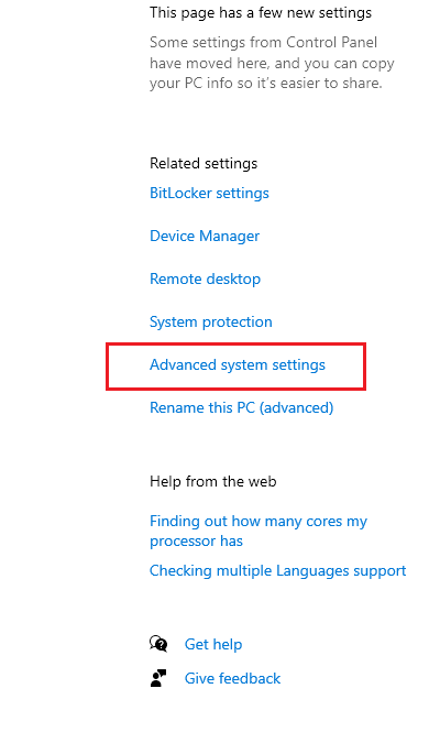 Advanced System Settings